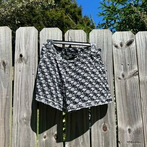 LOFT Flamingo Print Black and White Shorts